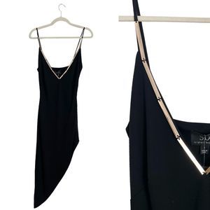 NWT Sheri BODELL black asymmetric strappy dress